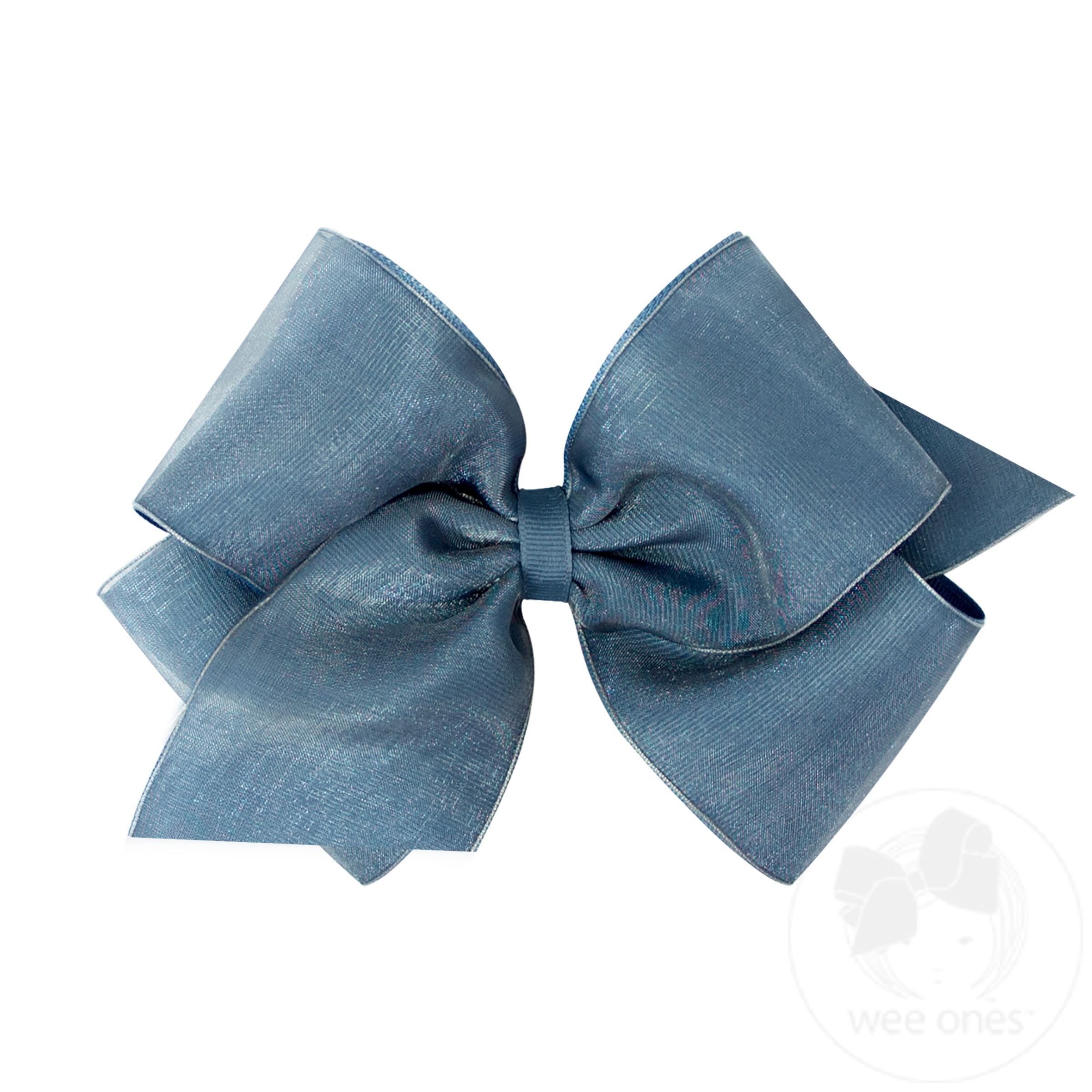 King Organza and Grosgrain Overlay Hair Bow - BLUE | Wee