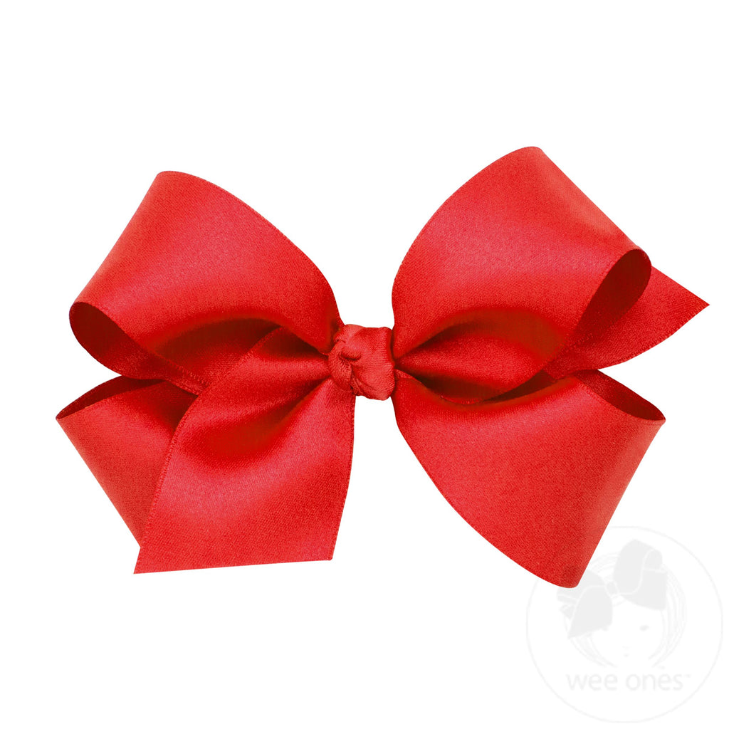 Medium French Satin Girls Hair Bow (Knot Wrap)