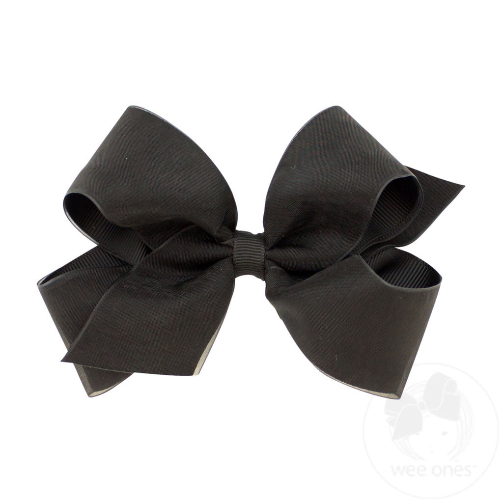 Medium Organza and Grosgrain Overlay Hair Bow