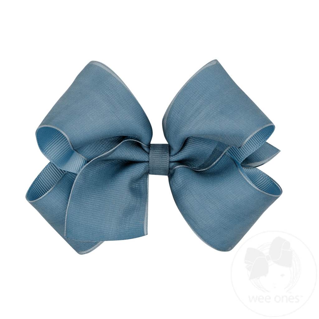 Medium Organza and Grosgrain Overlay Hair Bow