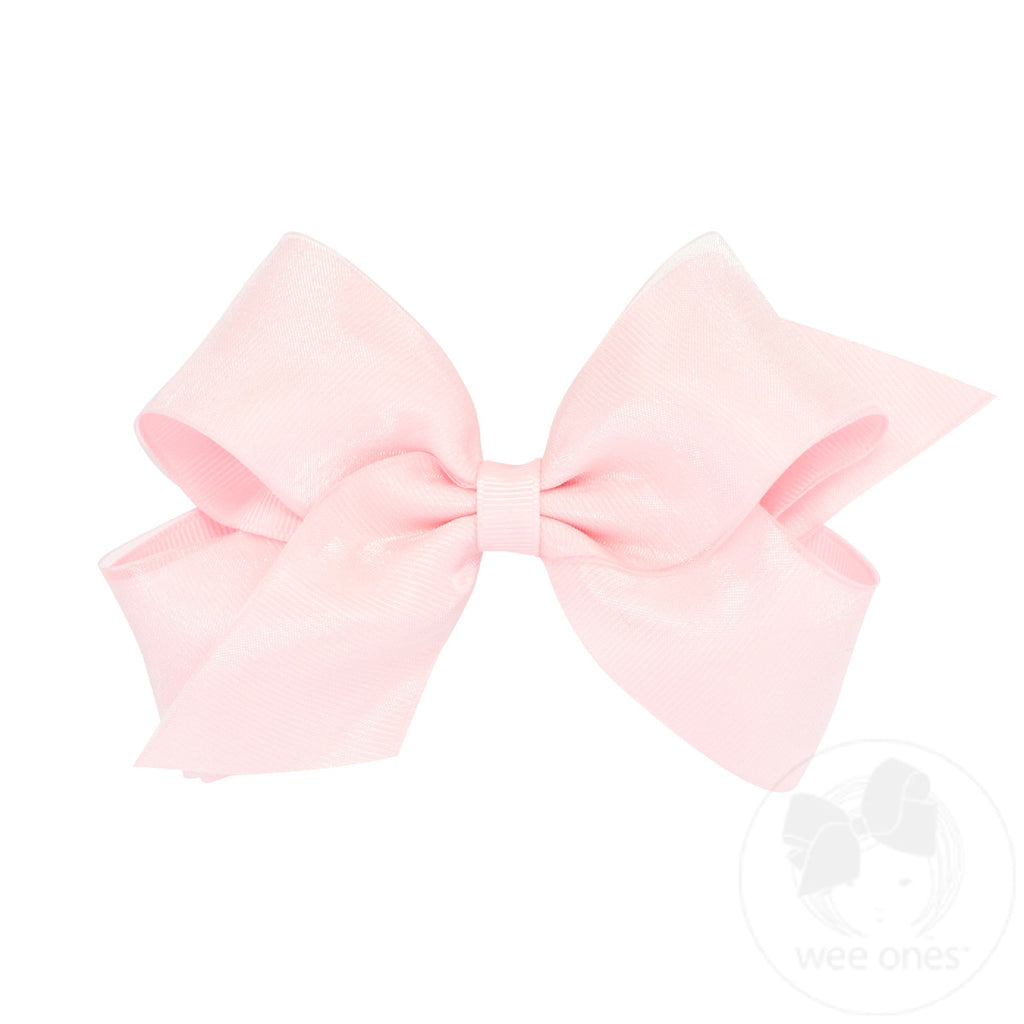 Medium Organza and Grosgrain Overlay Hair Bow