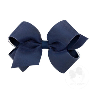 Medium Organza and Grosgrain Overlay Hair Bow