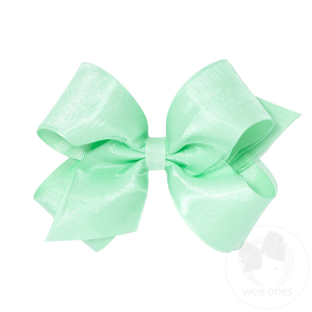 Medium Organza and Grosgrain Overlay Hair Bow