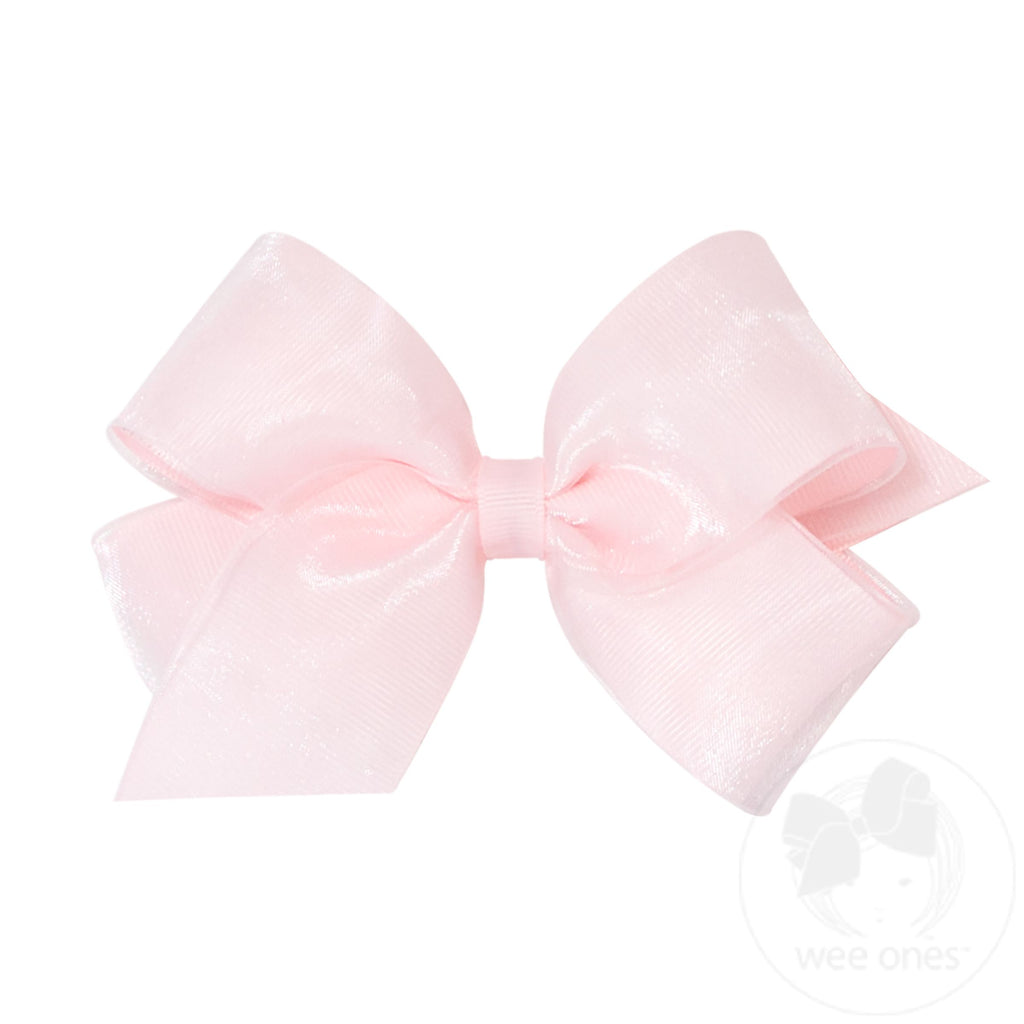 Medium Organza and Grosgrain Overlay Hair Bow