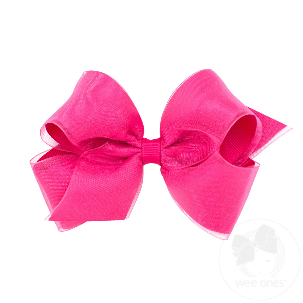 Medium Organza and Grosgrain Overlay Hair Bow