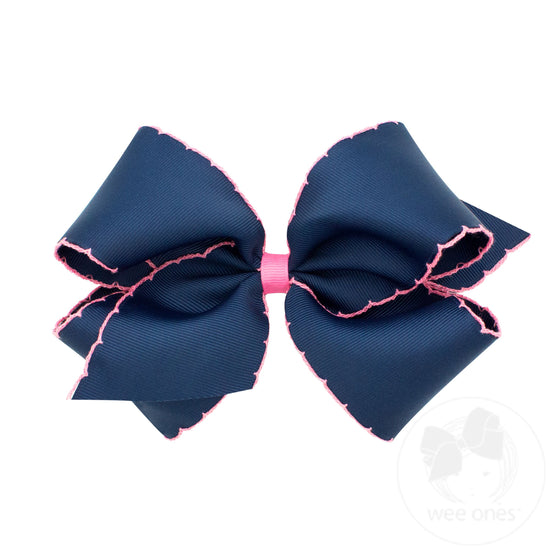 King Moonstitch Grosgrain Hair Bow with Contrasting Wrap