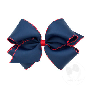 King Moonstitch Grosgrain Hair Bow with Contrasting Wrap
