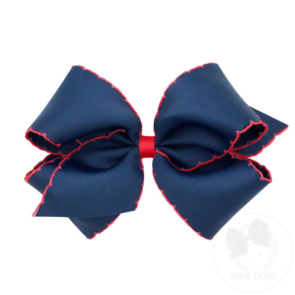 King Moonstitch Grosgrain Hair Bow with Contrasting Wrap
