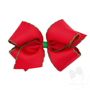 King Moonstitch Grosgrain Hair Bow with Contrasting Wrap