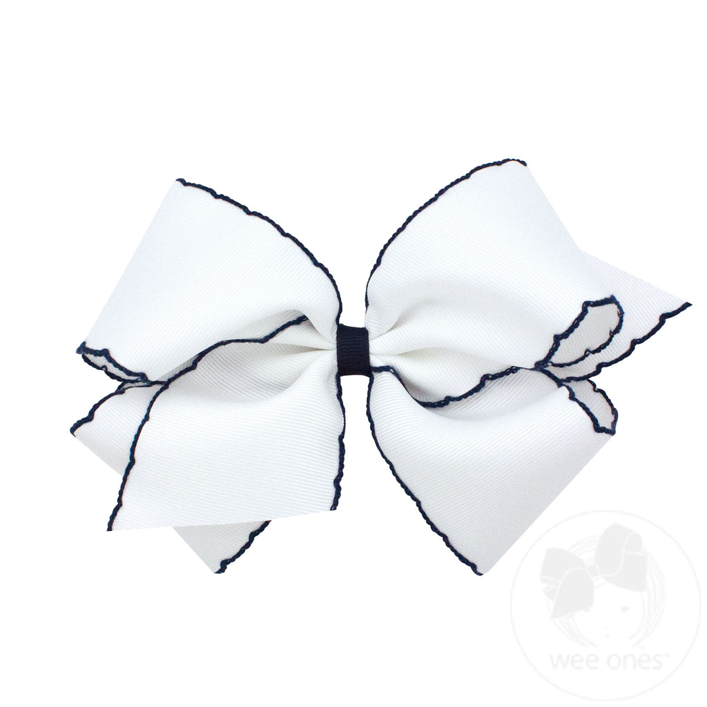 King Moonstitch Grosgrain Hair Bow with Contrasting Wrap