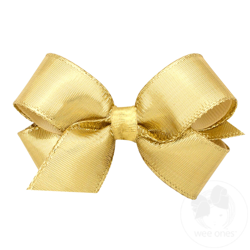 Mini Metallic Overlay Girls Hair Bow