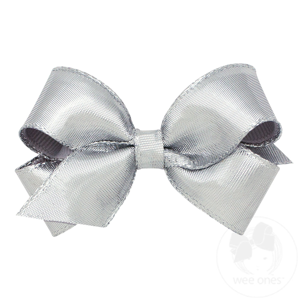 Mini Metallic Overlay Girls Hair Bow