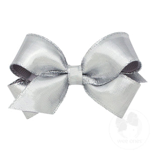 Mini Metallic Overlay Girls Hair Bow