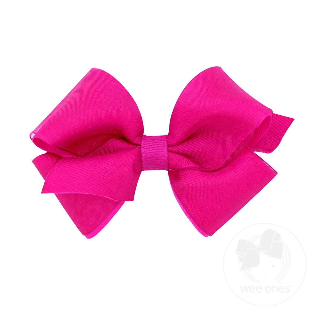 Extra Small Organza and Grosgrain Overlay Hair Bow