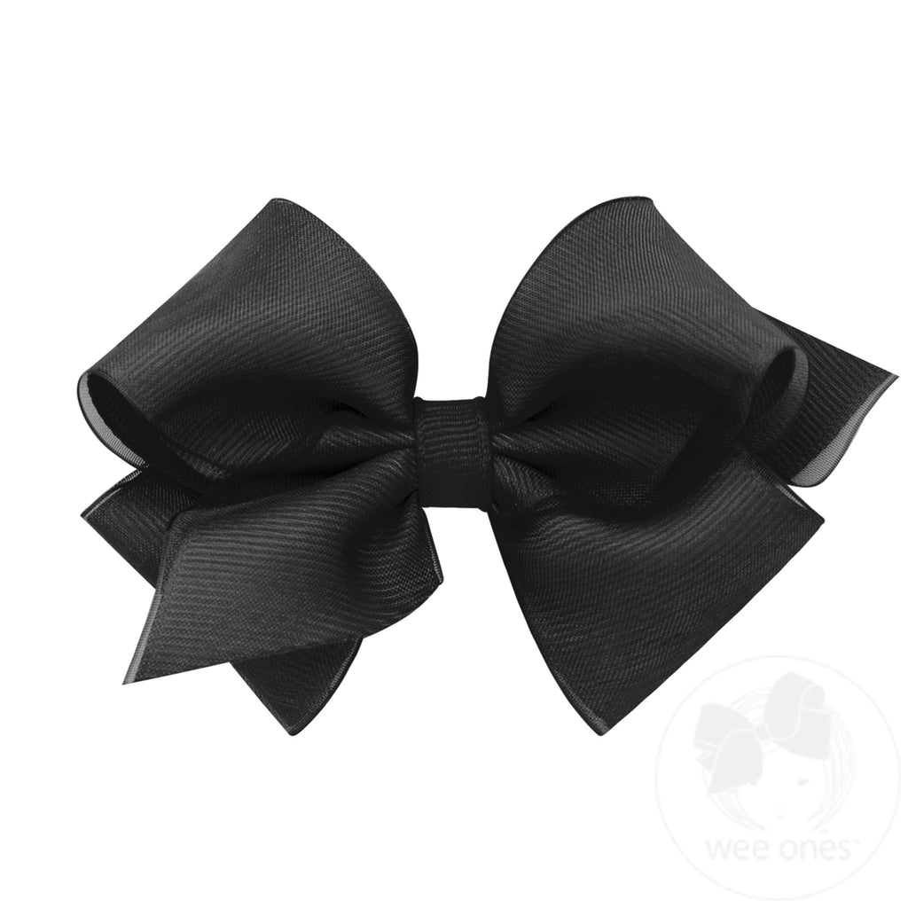 Extra Small Organza and Grosgrain Overlay Hair Bow