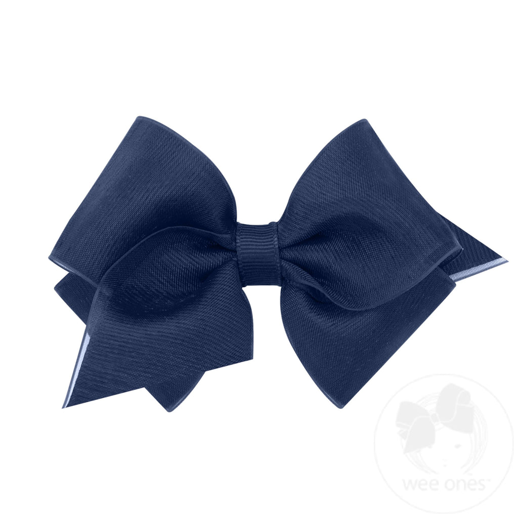 Extra Small Organza and Grosgrain Overlay Hair Bow