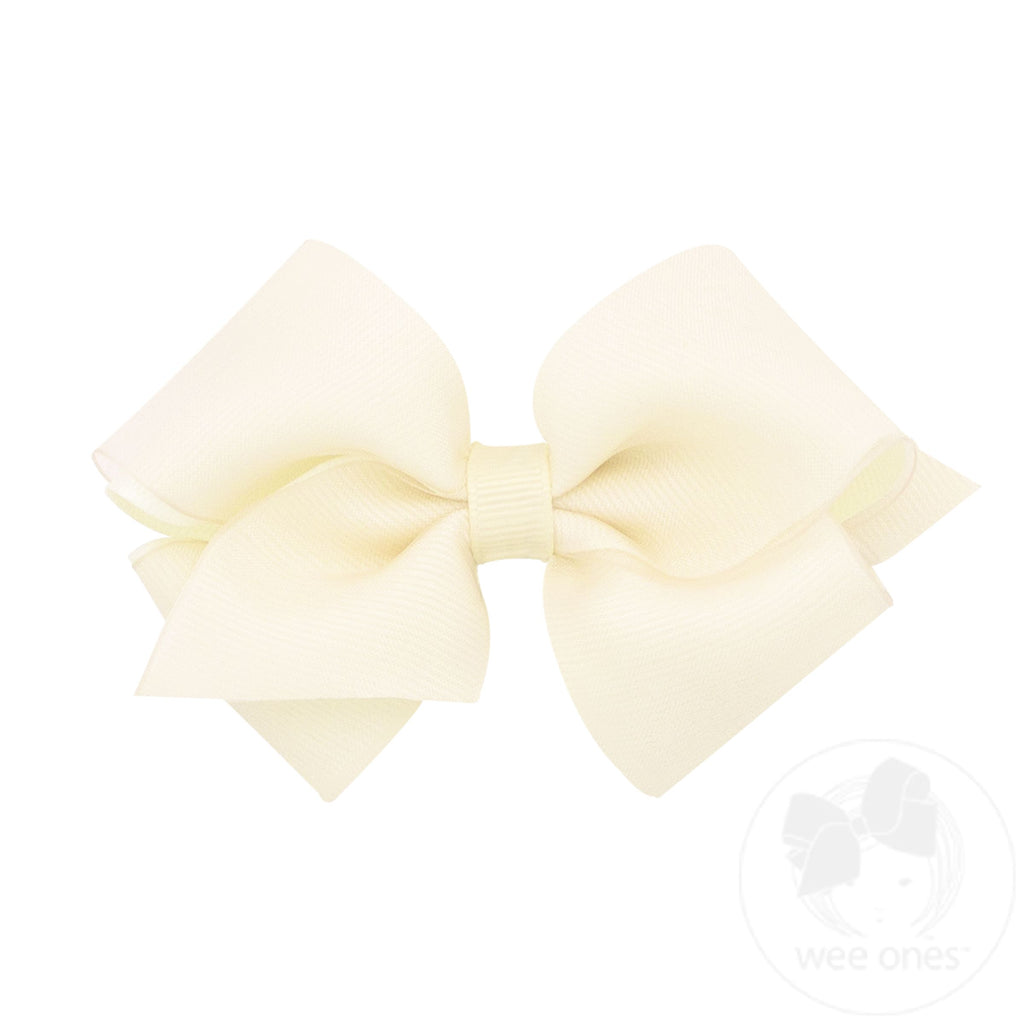 Extra Small Organza and Grosgrain Overlay Hair Bow