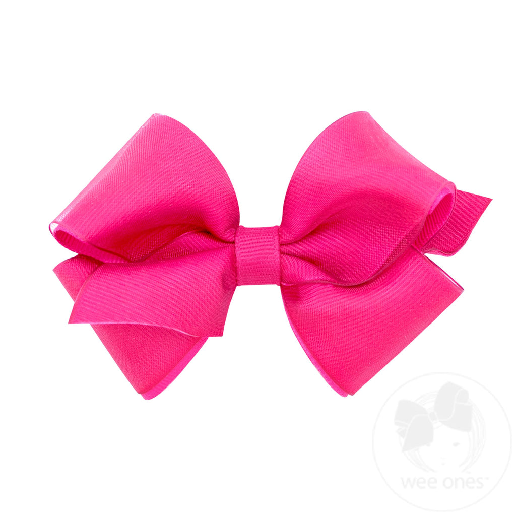 Extra Small Organza and Grosgrain Overlay Hair Bow