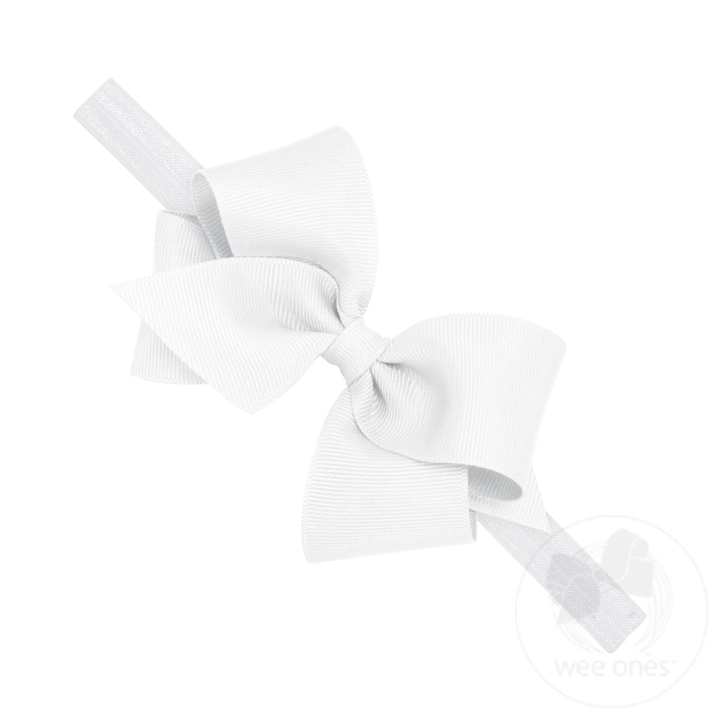 Small Classic Grosgrain Girls Hair Bow on Baby Headband