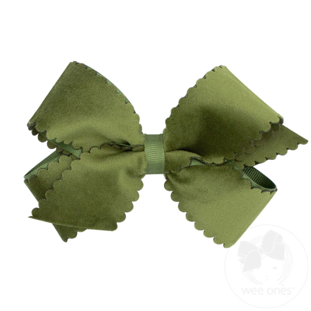 Medium Scalloped Edge Faux Velvet Overlay Bow