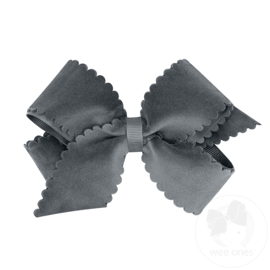 Medium Scalloped Edge Faux Velvet Overlay Bow