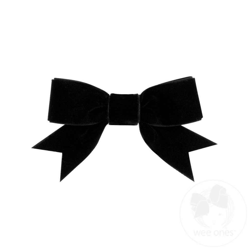 Mini Velvet Two-Loop Bow with Fancy Cut Tail