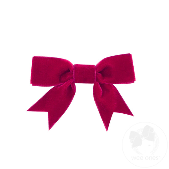 Mini Velvet Two-Loop Bow with Fancy Cut Tail