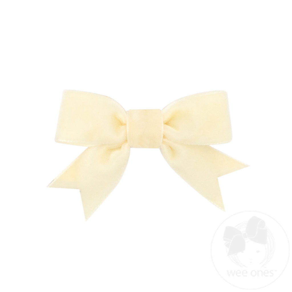 Mini Velvet Two-Loop Bow with Fancy Cut Tail