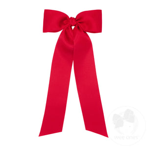 Medium French Satin Hair Bowtie with Knot Wrap and Streamer Tails