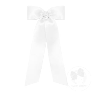 Medium French Satin Hair Bowtie with Knot Wrap and Streamer Tails