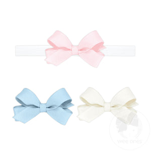 GIFT PACK! Three Tiny Grosgrain Hair Bows and One Add-A-Bow Band