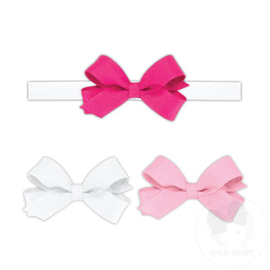 GIFT PACK! Three Tiny Grosgrain Hair Bows and One Add-A-Bow Band