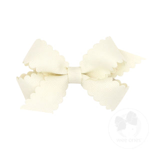 Mini Grosgrain Hair Bow with Scalloped Edge