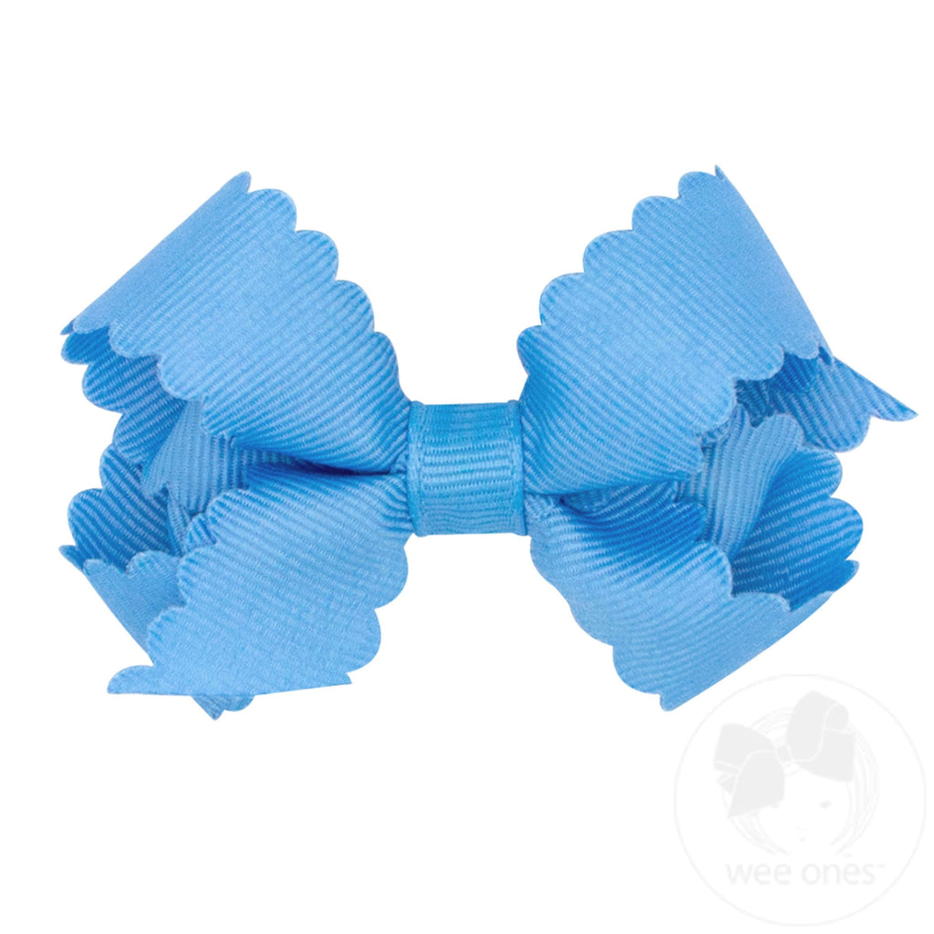 Mini Grosgrain Hair Bow with Scalloped Edge