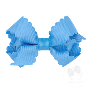 Mini Grosgrain Hair Bow with Scalloped Edge