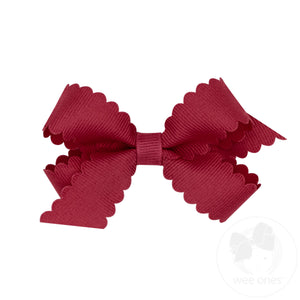 Mini Grosgrain Hair Bow with Scalloped Edge