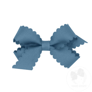 Mini Grosgrain Hair Bow with Scalloped Edge