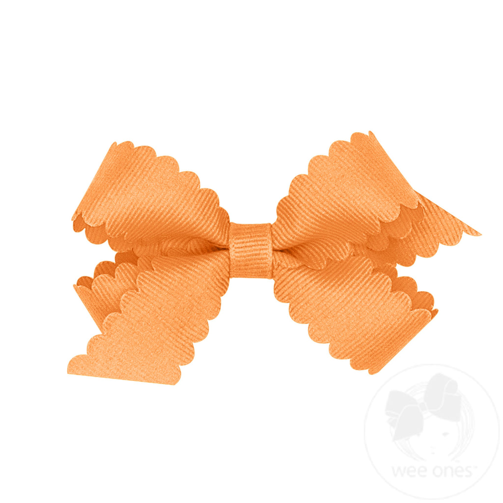 Mini Grosgrain Hair Bow with Scalloped Edge