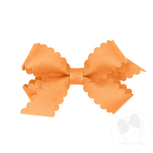 Mini Grosgrain Hair Bow with Scalloped Edge
