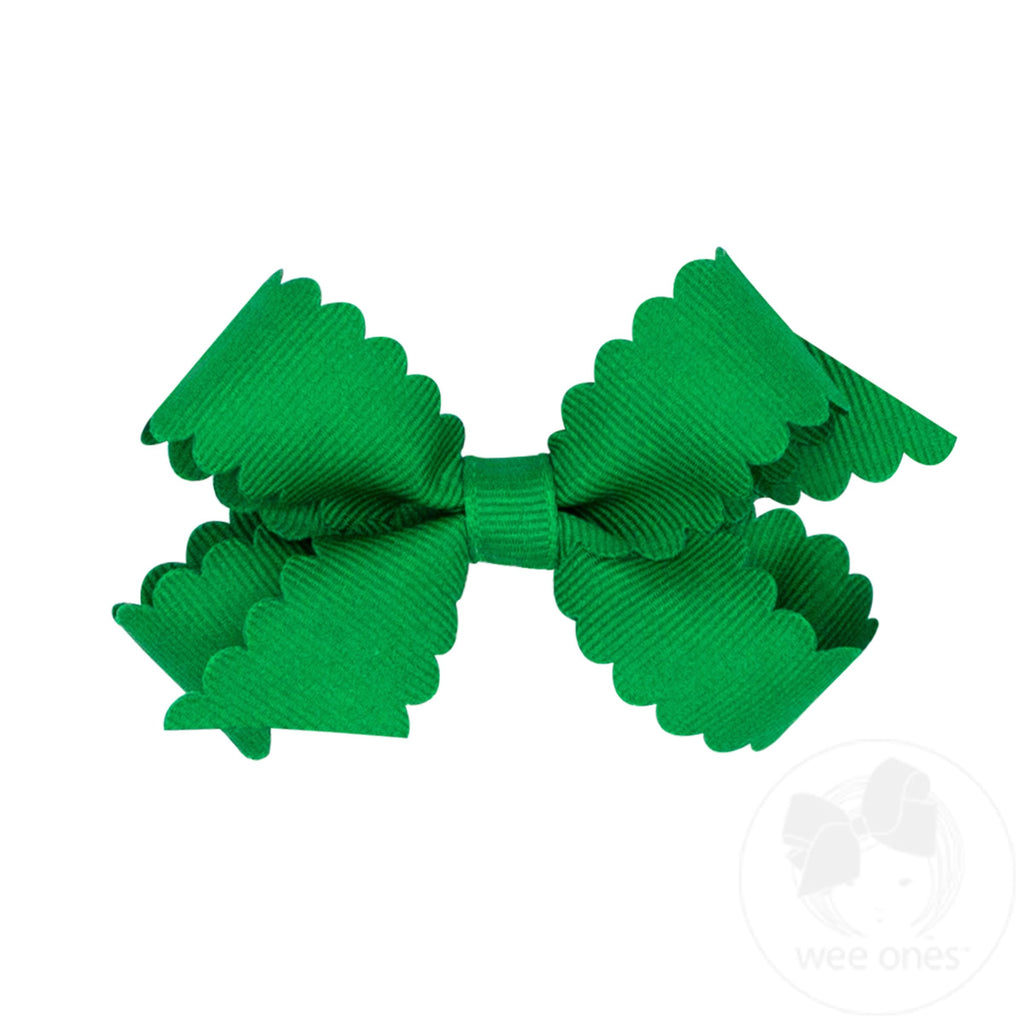 Mini Grosgrain Hair Bow with Scalloped Edge