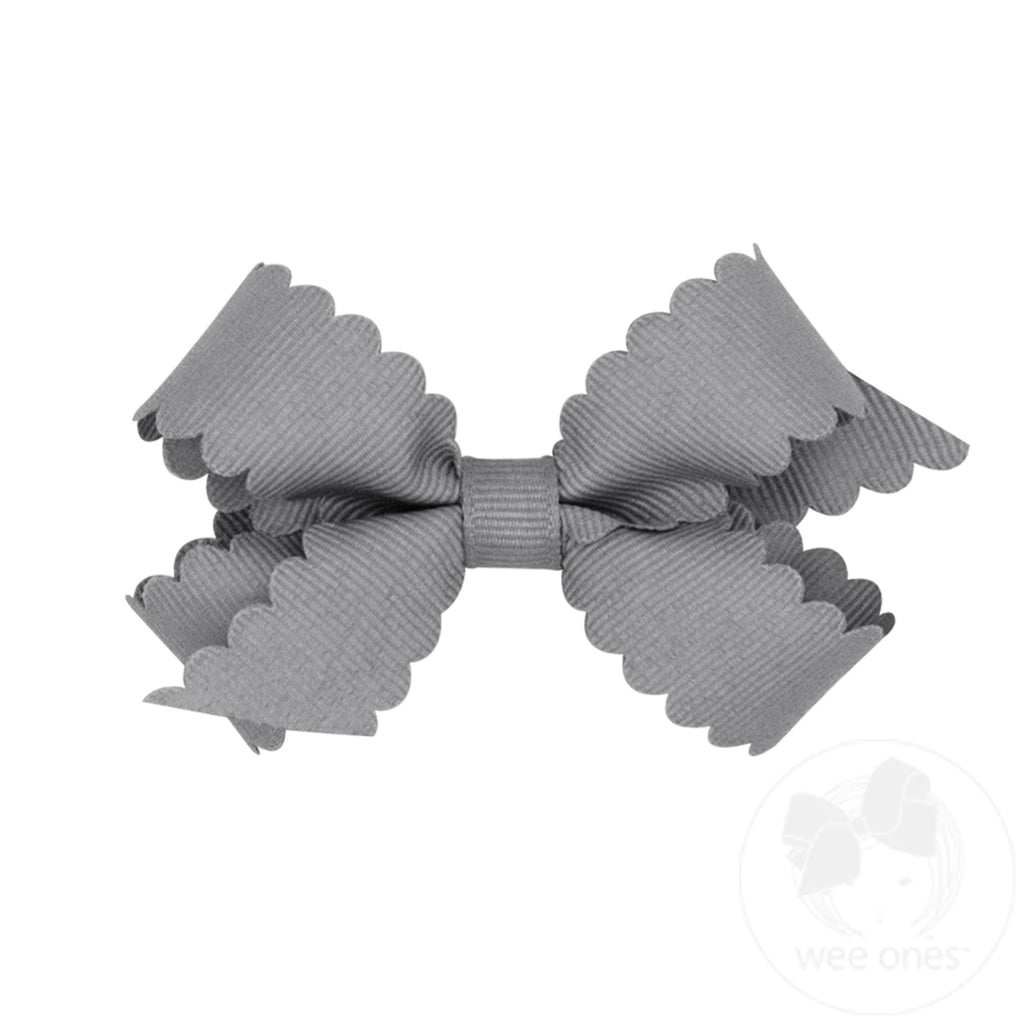 Mini Grosgrain Hair Bow with Scalloped Edge