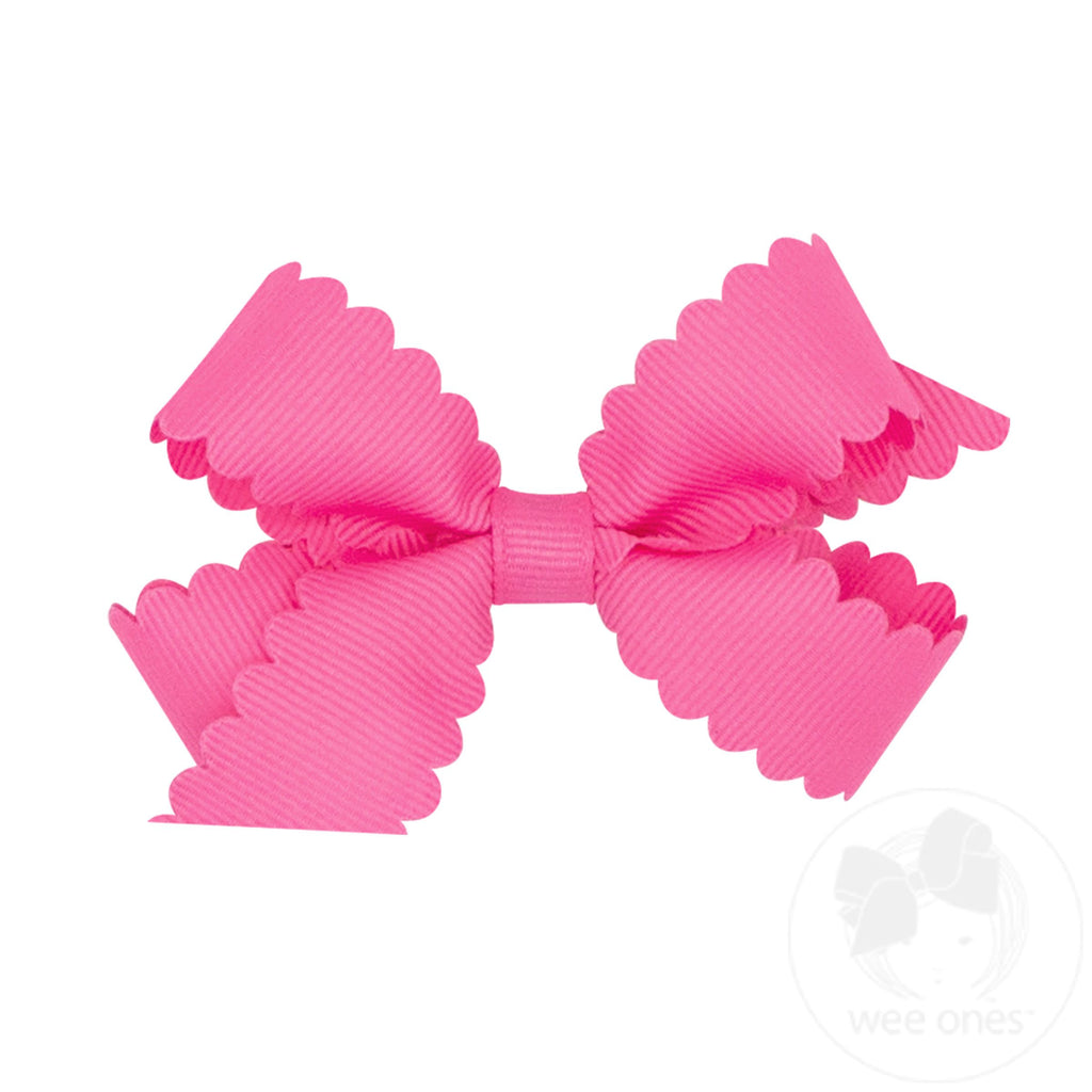 Mini Grosgrain Hair Bow with Scalloped Edge