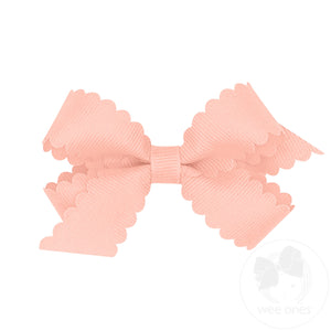 Mini Grosgrain Hair Bow with Scalloped Edge