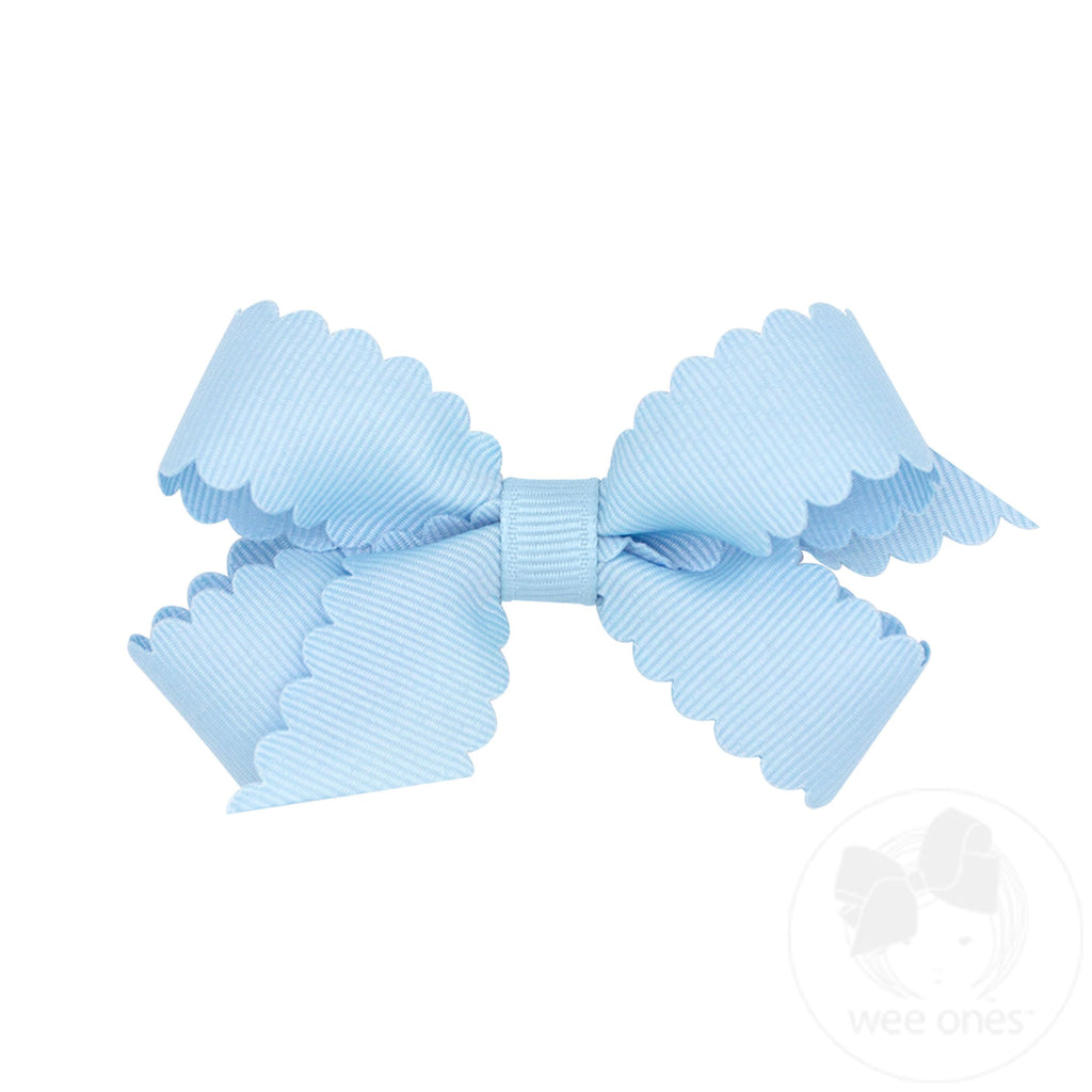 Mini Grosgrain Hair Bow with Scalloped Edge