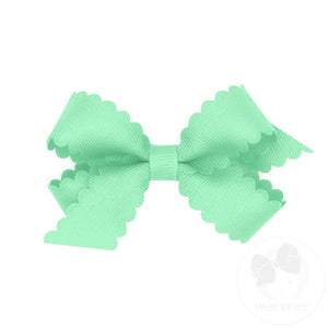 Mini Grosgrain Hair Bow with Scalloped Edge