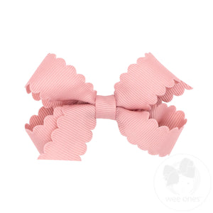 Mini Grosgrain Hair Bow with Scalloped Edge