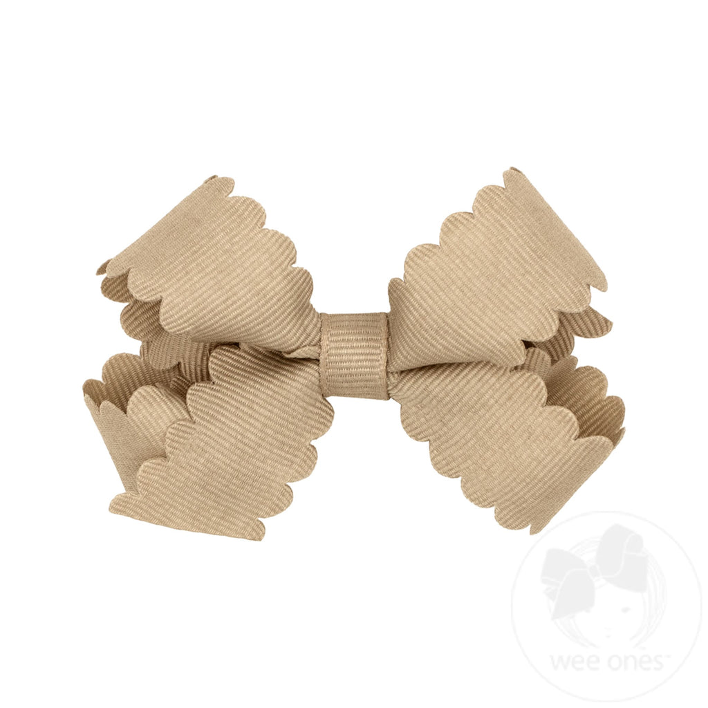 Mini Grosgrain Hair Bow with Scalloped Edge