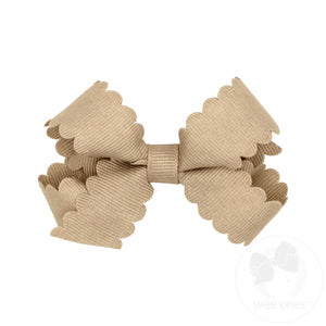 Mini Grosgrain Hair Bow with Scalloped Edge