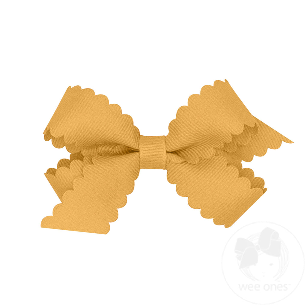 Mini Grosgrain Hair Bow with Scalloped Edge