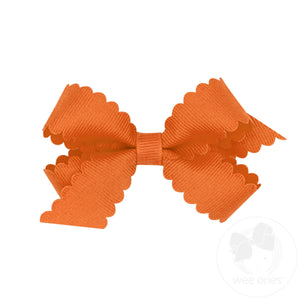 Mini Grosgrain Hair Bow with Scalloped Edge